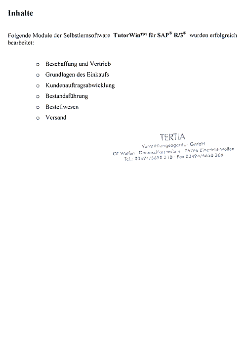 Certificate SAP R/3, page 2